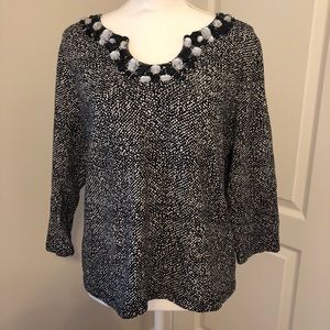 3/$10 Women's Ruby Rd 3/4 Sleeve Black & White Sz PXL
